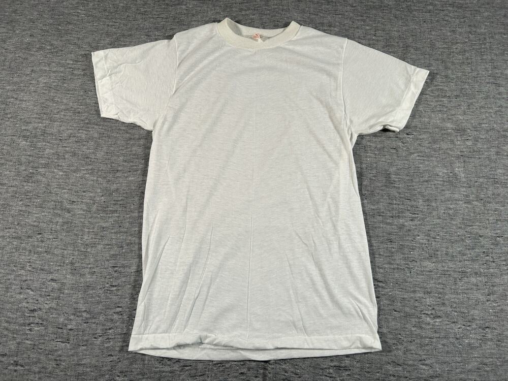 Vintage BVD Shirt Mens Large 42-44 White Short Sleeve Blank Single Stitch
